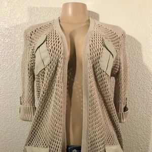 Chico's Round neck opened Women Sz S Cardigan Long Sleeve Solid color Beige C1